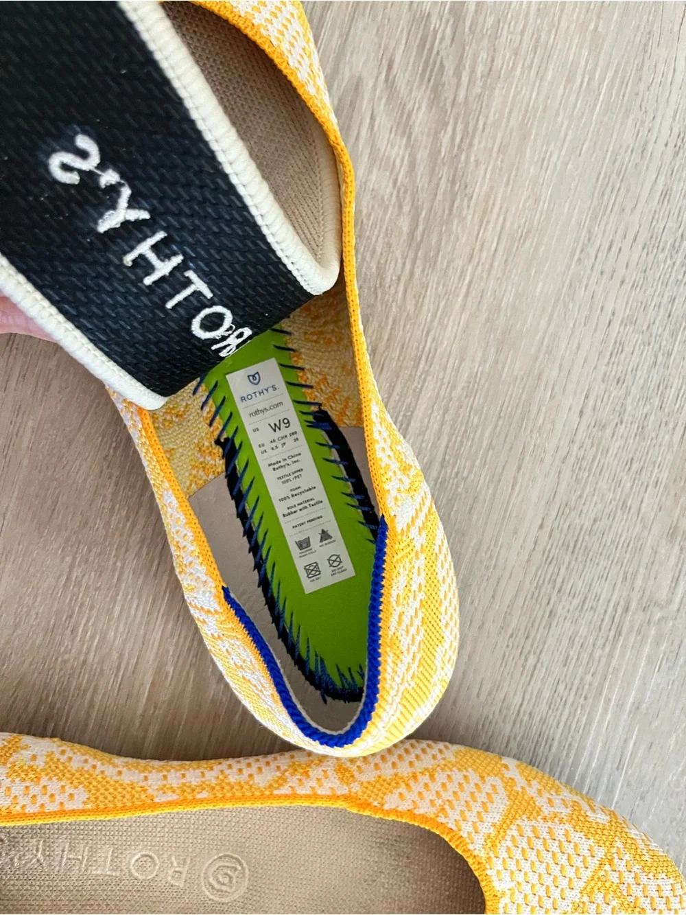 Rothy's The Daisy Square Toe Ballet Flat Yellow/White Size 9